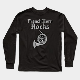 French Horn Rocks, Hornist Heavy Rock Brass Musician Long Sleeve T-Shirt